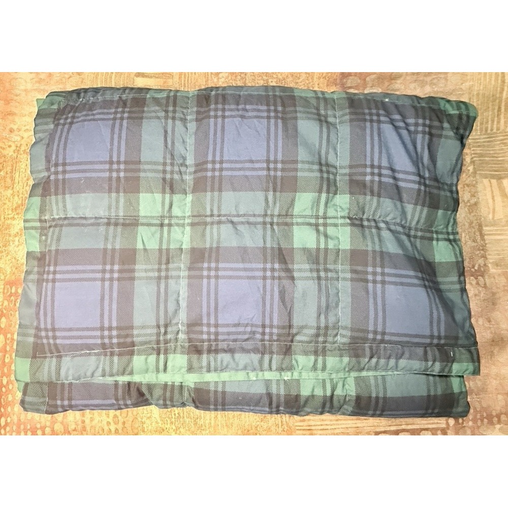 Hollander Throw Blanket Black Watch Plaid Down Feather Puffer Baffle Box